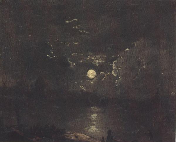 Attributed to henry pether The City of London from the Thames by Moonlight (mk37) oil painting image